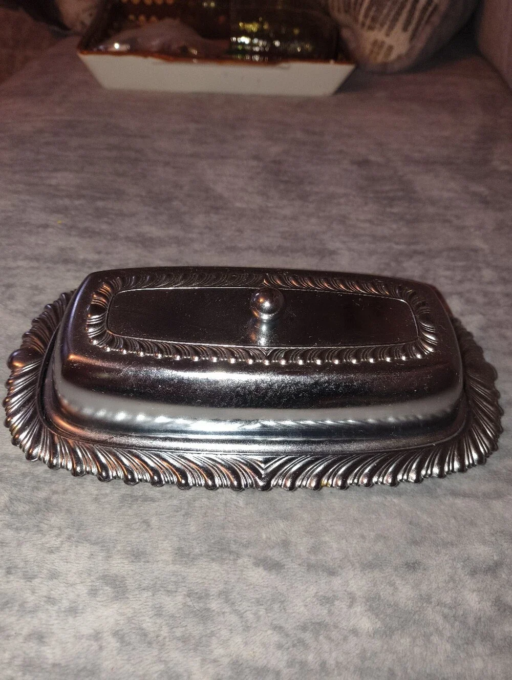 Ornate Silver Butter Dish with Lid